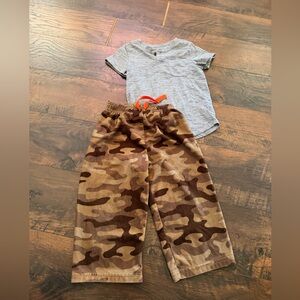 Gray T-Shirt and Camouflage Pants Set